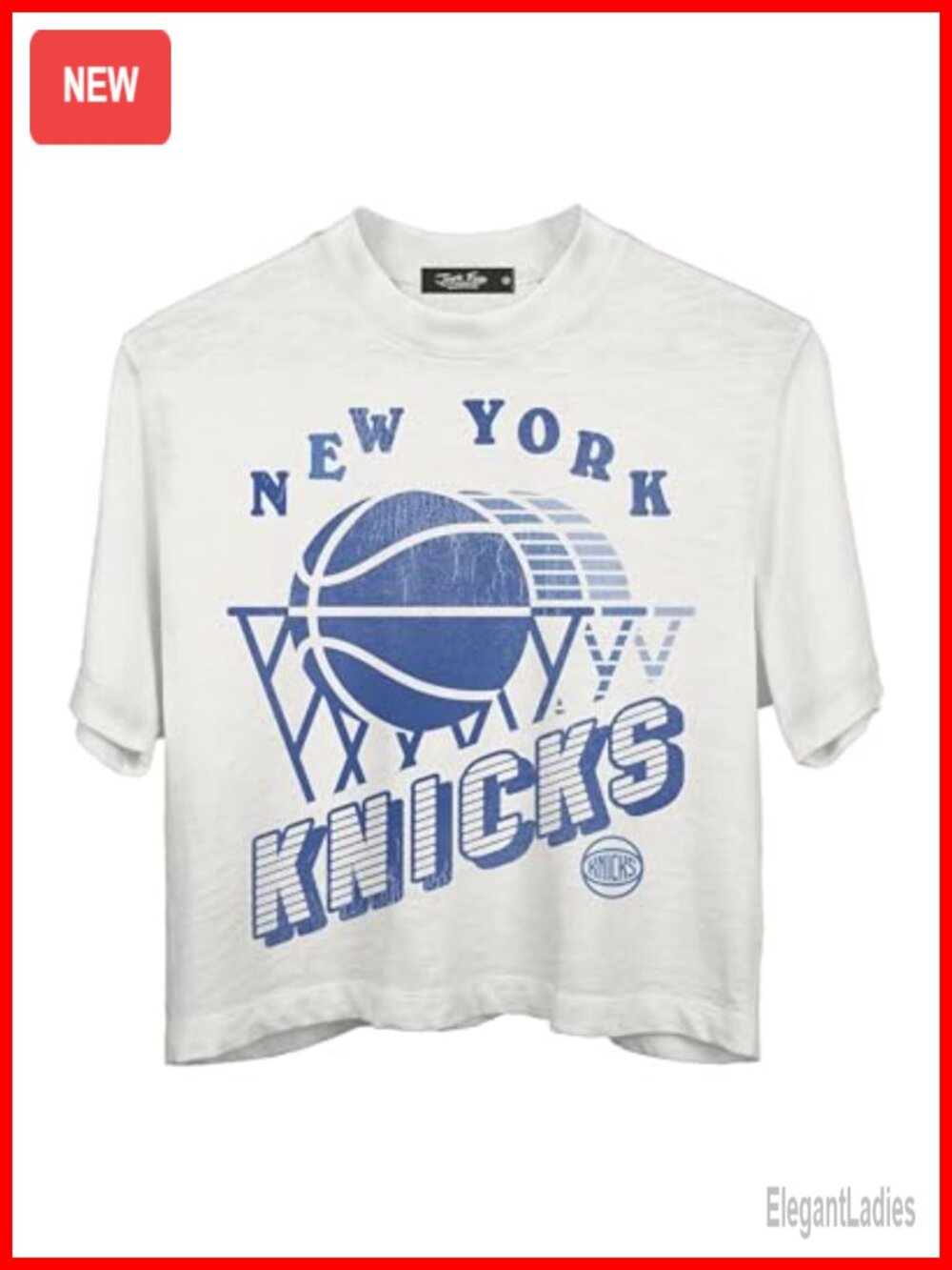 Mock Neck Crop Tee New York Knicks NBA Graphic Pullover